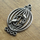 Bedeltje vogelkooitje zilverkleurig