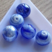 Lampwork kraal rond blauw